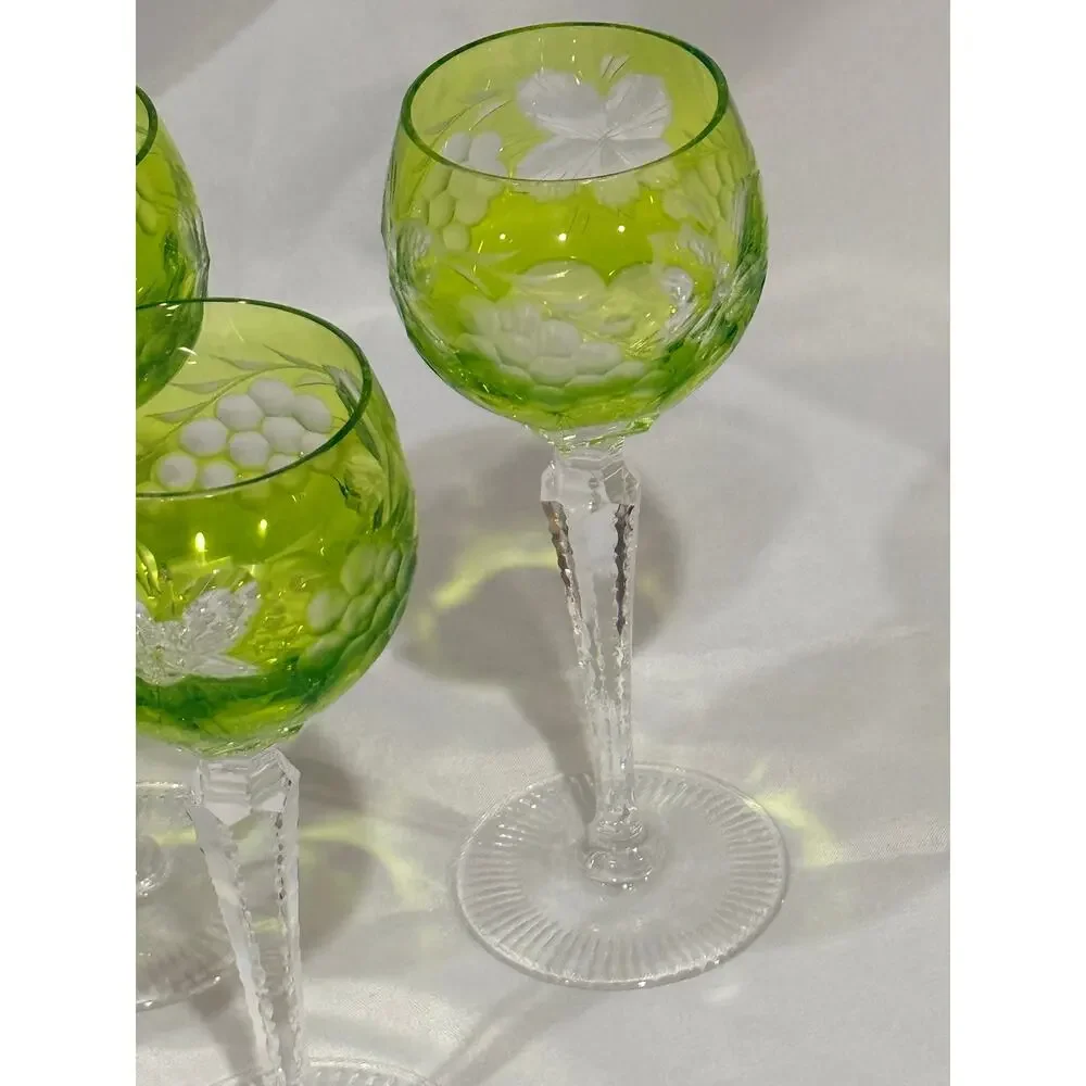 Vintage Nachtmann Traube Chartreuse Wine Hock Goblets Set of 5 Pattern German